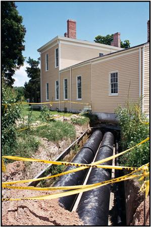 Underground pipes from smokehouse to main house